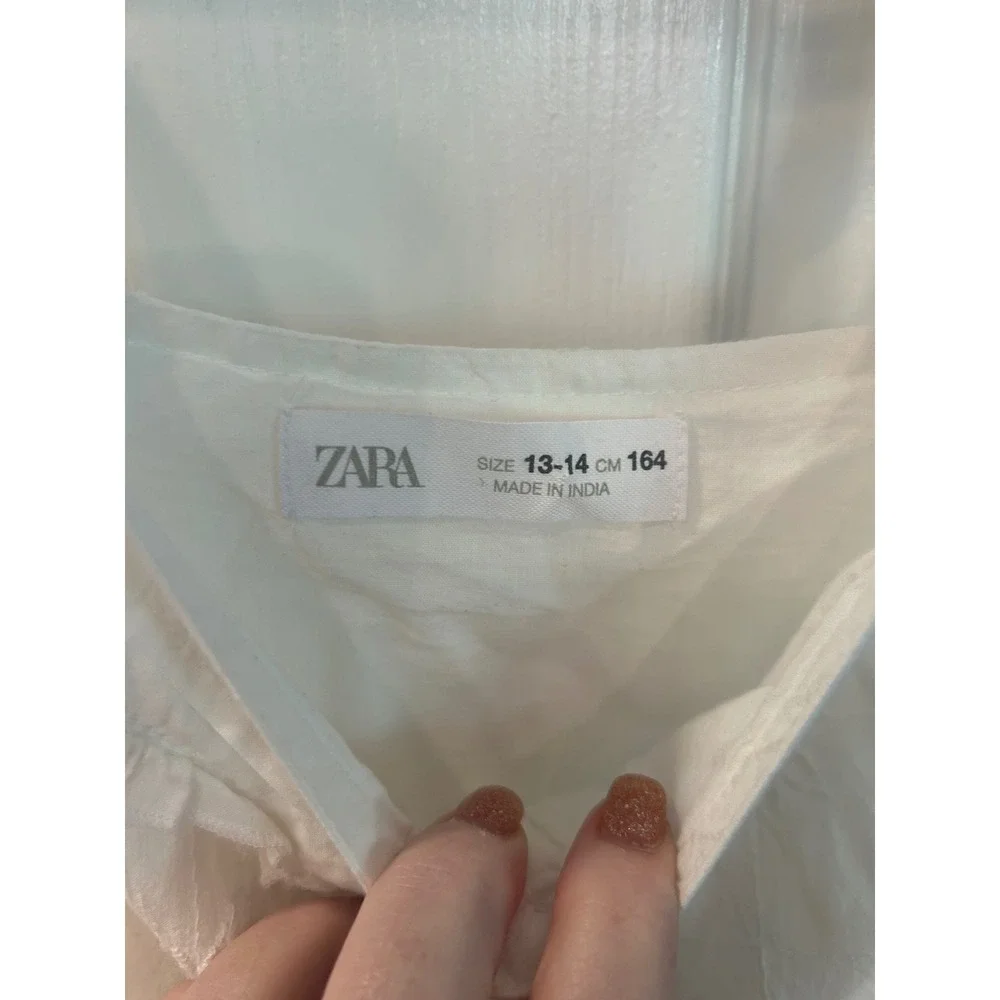 Zara Dress White Eyelet Ruffle Sleeve Tiered Boho‎ Summer Sun Dress Kids 13-14